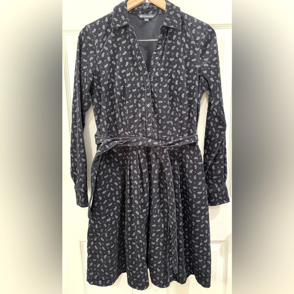 Brooks Brothers Dresses & Skirts - Brooks Brothers Navy White Paisley Corduroy Long Sleeve Button Up Dress